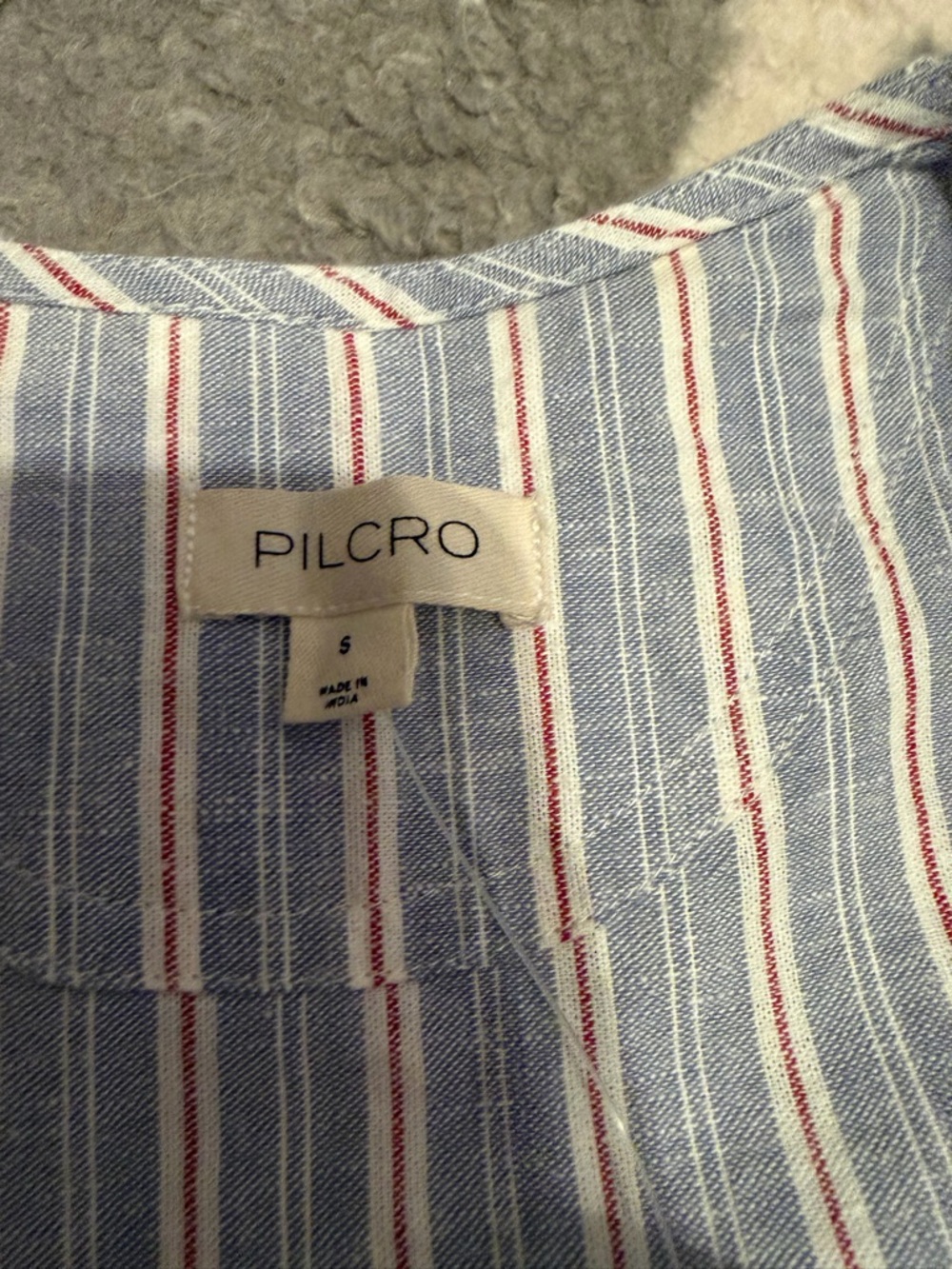 Pilcro Blue and White Striped Top with Red Pinstripes - Picture 3 of 3